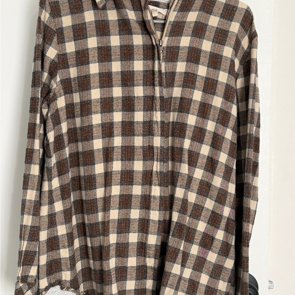 Gilded Intent Tan and Cream Plaid Shirt